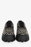 Prada Black Brushed Leather Studded Platform Loafers Size 35