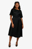 Max Mara The Weekend Black Jersey Short Sleeve Belted Midi Dress Size XS