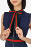 Gucci Navy Ruffled Wed Trim Sleeveless Midi Dress Size XS