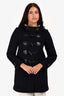 Burberry Brit Navy Wool Toggle Hooded Duffle Coat Size 4