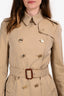 Burberry Tan/Gold Buttoned Double Breasted Belted Trench Coat Size 4