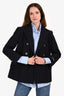 Patou Navy Blue Virgin Wool/Cashmere Double Breasted Short Coat with Gold Buttons Size 40
