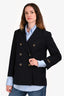 Patou Navy Blue Virgin Wool/Cashmere Double Breasted Short Coat with Gold Buttons Size 40