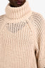 Chloe Cream Alpaca/Wool Chunky Knit Turtleneck Open Side Sweater Dress Size M