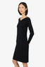 Vince Black Ribbed V-Neck Long Sleeve Dress Size S