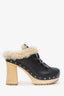 Miu Miu Black Leather Fur-lined Clogs Size 41