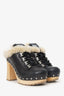 Miu Miu Black Leather Fur-lined Clogs Size 41