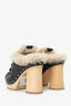 Miu Miu Black Leather Fur-lined Clogs Size 41