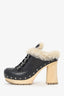 Miu Miu Black Leather Fur-lined Clogs Size 41