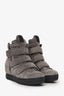 Prada Sport Grey Suede High Top Wedge Sneakers Size 37