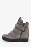 Prada Sport Grey Suede High Top Wedge Sneakers Size 37