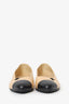 Pre-Loved Chanel™ Beige/Black Leather Cap Toe CC Flat Size 36