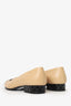 Pre-Loved Chanel™ Beige/Black Leather Cap Toe CC Flat Size 36