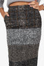 Max Mara Black/White Wool Plaid Midi Skirt Size 2