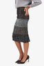 Max Mara Black/White Wool Plaid Midi Skirt Size 2