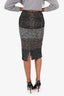 Max Mara Black/White Wool Plaid Midi Skirt Size 2