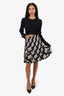 Prada Black Floral Print Pleated Mini Skirt Size 36