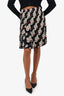 Prada Black Floral Print Pleated Mini Skirt Size 36
