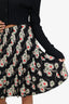 Prada Black Floral Print Pleated Mini Skirt Size 36