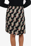 Prada Black Floral Print Pleated Mini Skirt Size 36
