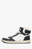 Louis Vuitton Black/White Calfskin Monogram Rivoli High Top Sneakers Size 9 Mens