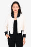 Pre-Loved Chanel™ White/Black Tweed Baseball Style Cropped Jacket Size 36