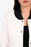 Pre-Loved Chanel™ White/Black Tweed Baseball Style Cropped Jacket Size 36