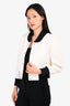 Pre-Loved Chanel™ White/Black Tweed Baseball Style Cropped Jacket Size 36