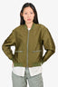 3.1 Phillip Lim Green/White Double Layered Baseball Zip Up Jacket Size 0