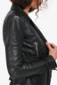Givenchy Black Leather Asymmetrical Cinched Waist Jacket Size 36