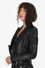 Givenchy Black Leather Asymmetrical Cinched Waist Jacket Size 36