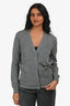 Lanvin Grey Wool Floral Patterned Cardigan Size XS