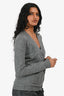 Lanvin Grey Wool Floral Patterned Cardigan Size XS