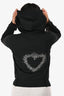 Moschino Jeans Black Crystal Embellished Heart Zip Up Hoodie Size US 2