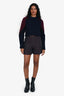 Carven Burgundy/Navy Tweed Mini Shorts Size 34