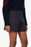 Carven Burgundy/Navy Tweed Mini Shorts Size 34