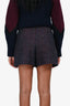 Carven Burgundy/Navy Tweed Mini Shorts Size 34