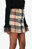 Burberry London Beige Wool Tartan Patterned Mini Skirt Size 2 US