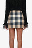 Burberry London Beige Wool Tartan Patterned Mini Skirt Size 2 US