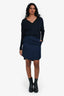3.1 Phillip Lim Navy/Black Wool Pleated Waist Midi Skirt Size 0