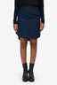 3.1 Phillip Lim Navy/Black Wool Pleated Waist Midi Skirt Size 0