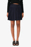 Rag & Bone Navy/Black Wool/Leather Pinstriped Pleated Mini Skirt Size 0