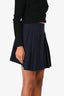 Rag & Bone Navy/Black Wool/Leather Pinstriped Pleated Mini Skirt Size 0