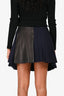 Rag & Bone Navy/Black Wool/Leather Pinstriped Pleated Mini Skirt Size 0