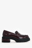 Christian Dior Burgundy Brushed Leather Platform Loafers Size 35