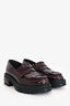 Christian Dior Burgundy Brushed Leather Platform Loafers Size 35