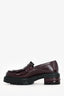 Christian Dior Burgundy Brushed Leather Platform Loafers Size 35