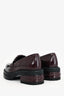 Christian Dior Burgundy Brushed Leather Platform Loafers Size 35