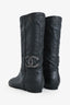Pre-Loved Chanel™ Black Leather CC Boots Size 35