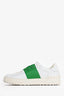 Valentino White/Green Leather Rockstud Sneakers Size 35